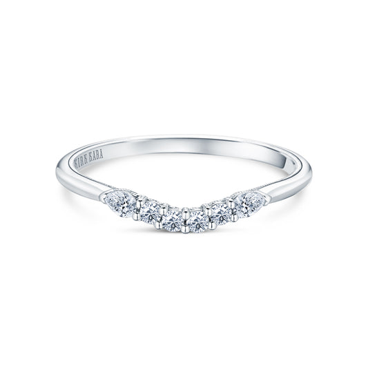 Contoured Pear Round Milgrain Diamond Wedding Band