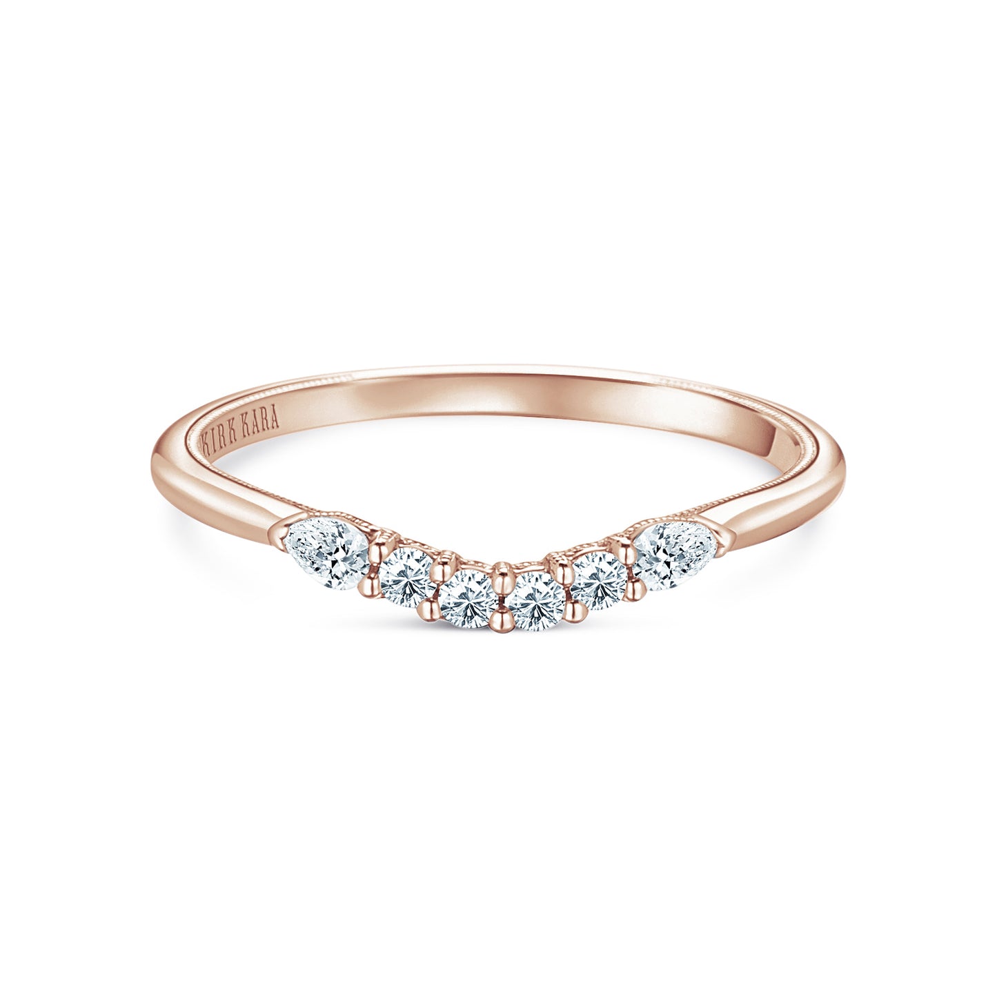 Contoured Pear Round Milgrain Diamond Wedding Band