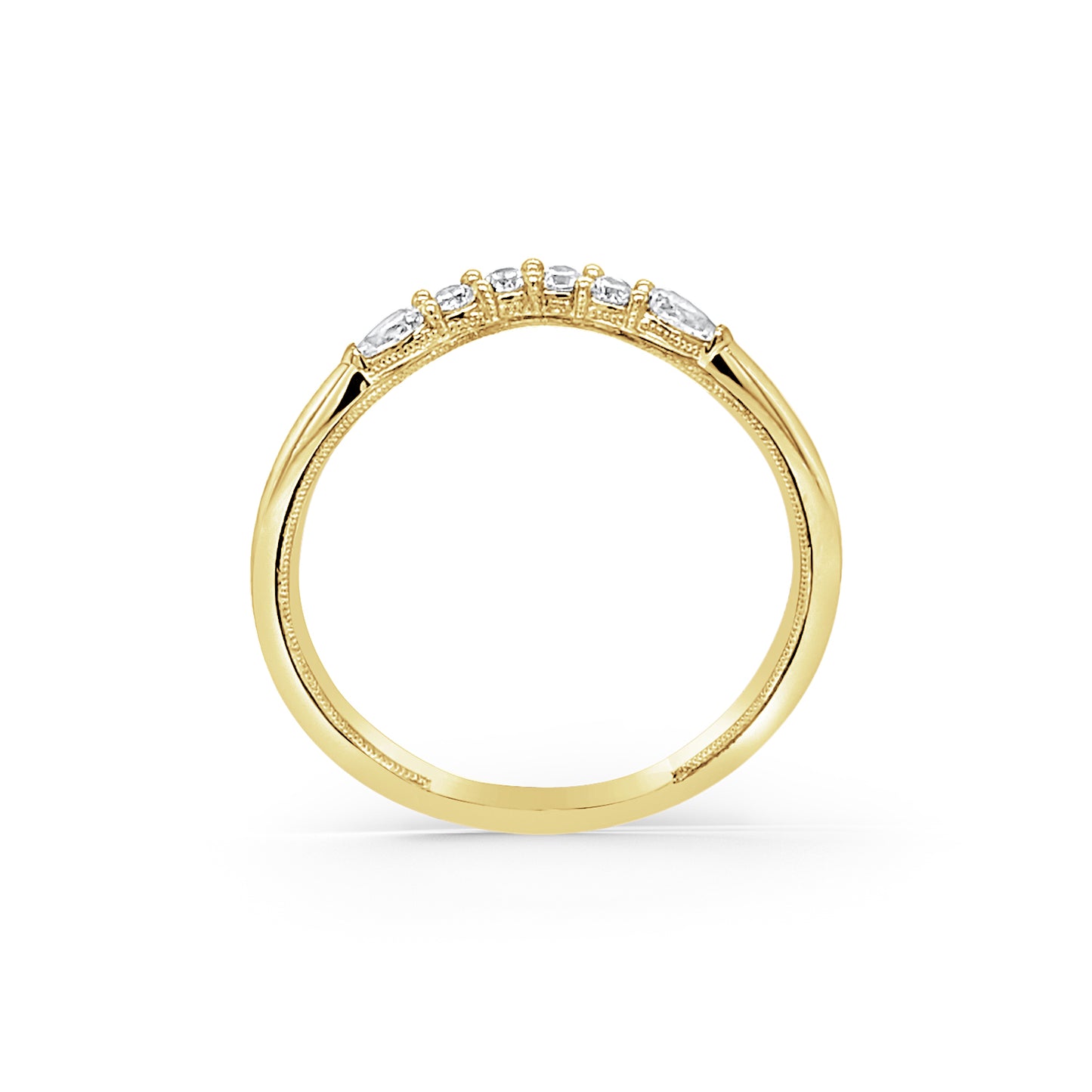 Contoured Pear Round Milgrain Diamond Wedding Band