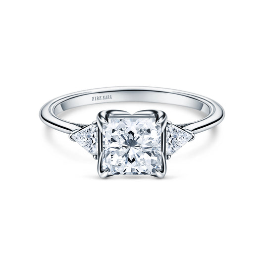 Three Stone Trillion Side Stone Diamond Engagement Ring
