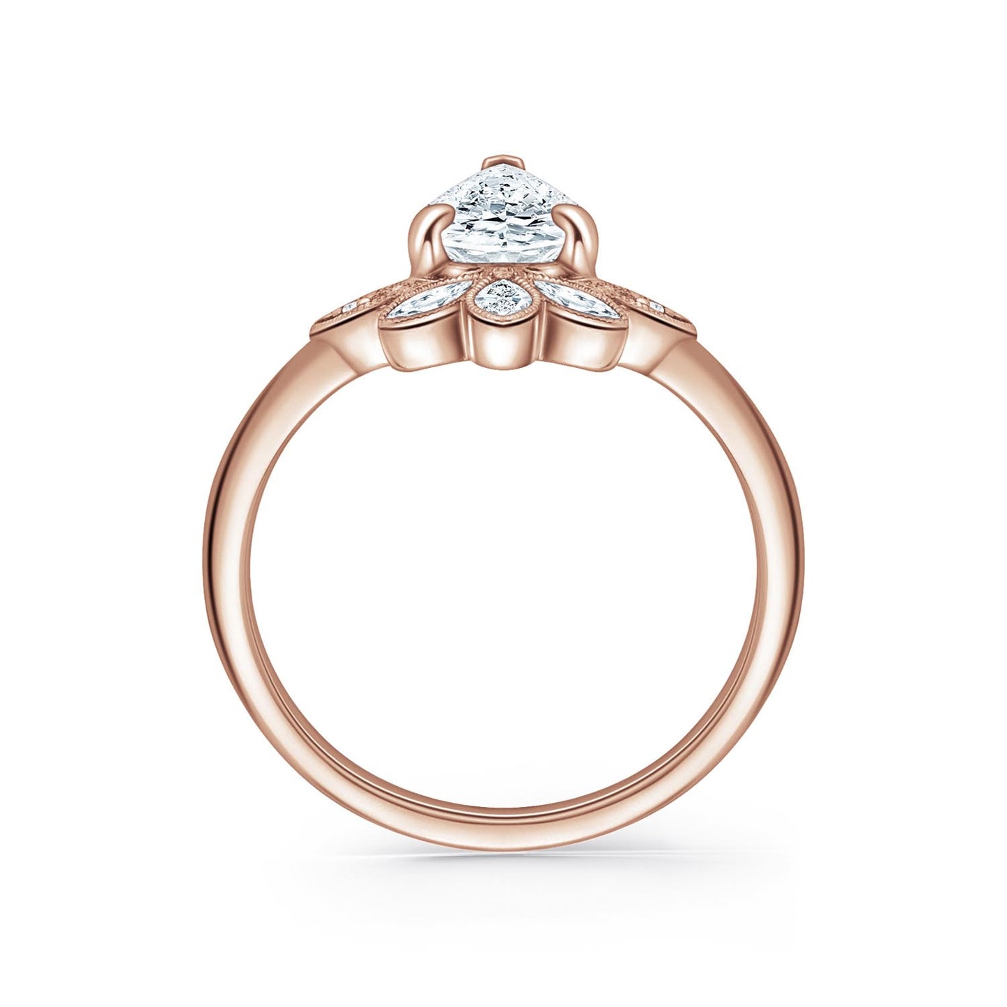 Floral Boho Floating Diamond Engagement Ring