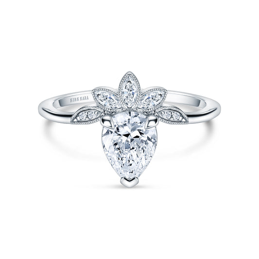 Floral Boho Floating Diamond Engagement Ring