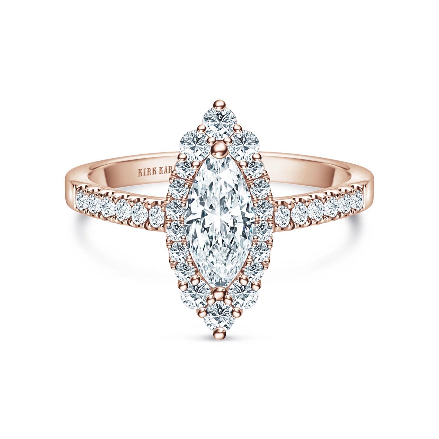 Elegant Marquise Graduated Halo Diamond Engagement Ring