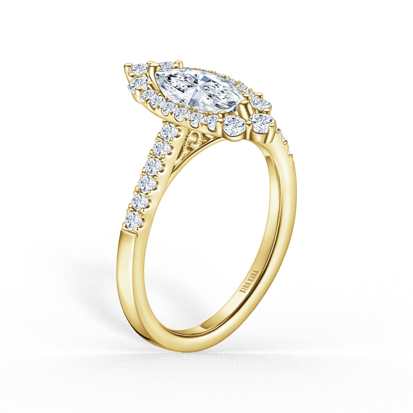 Elegant Marquise Graduated Halo Diamond Engagement Ring