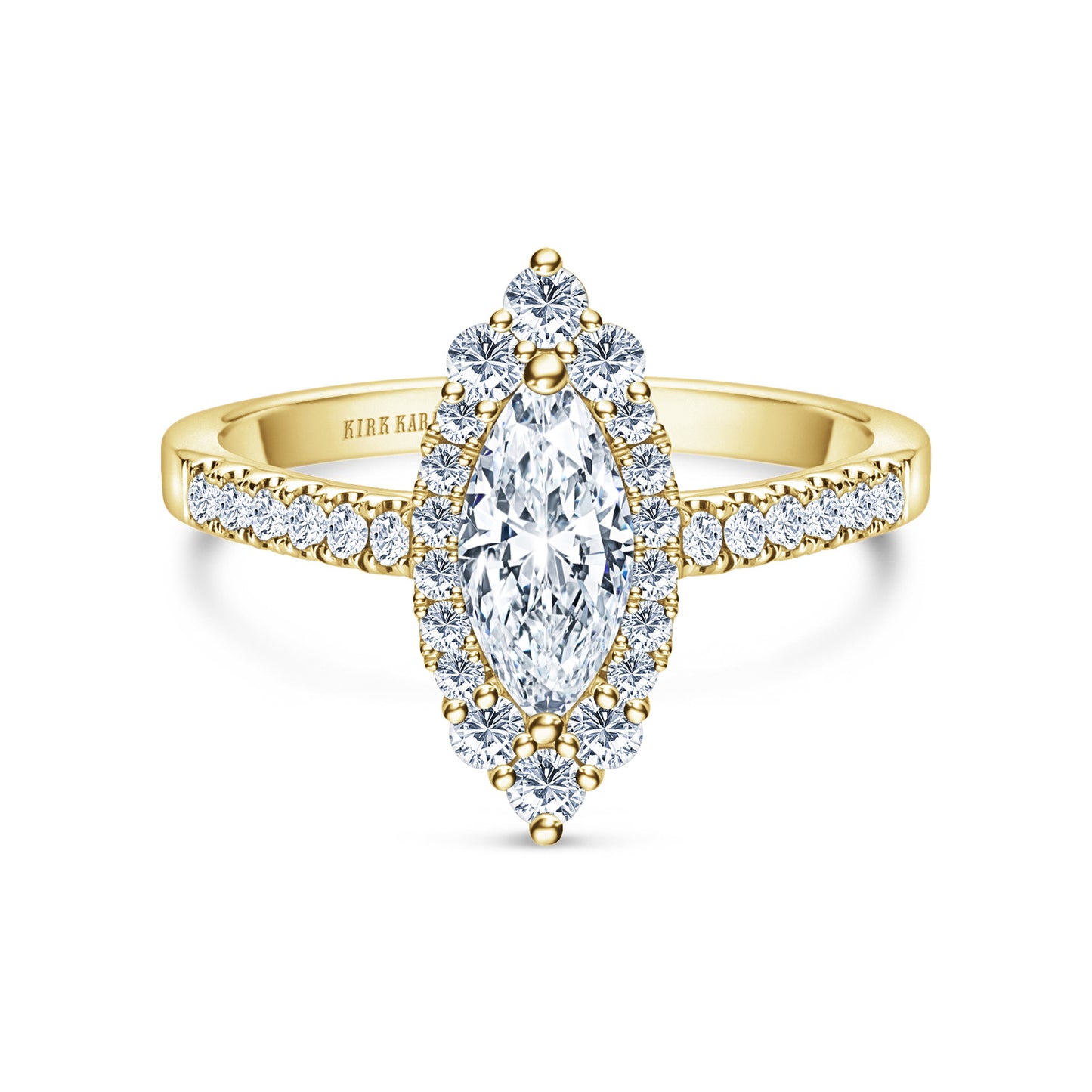 Elegant Marquise Graduated Halo Diamond Engagement Ring