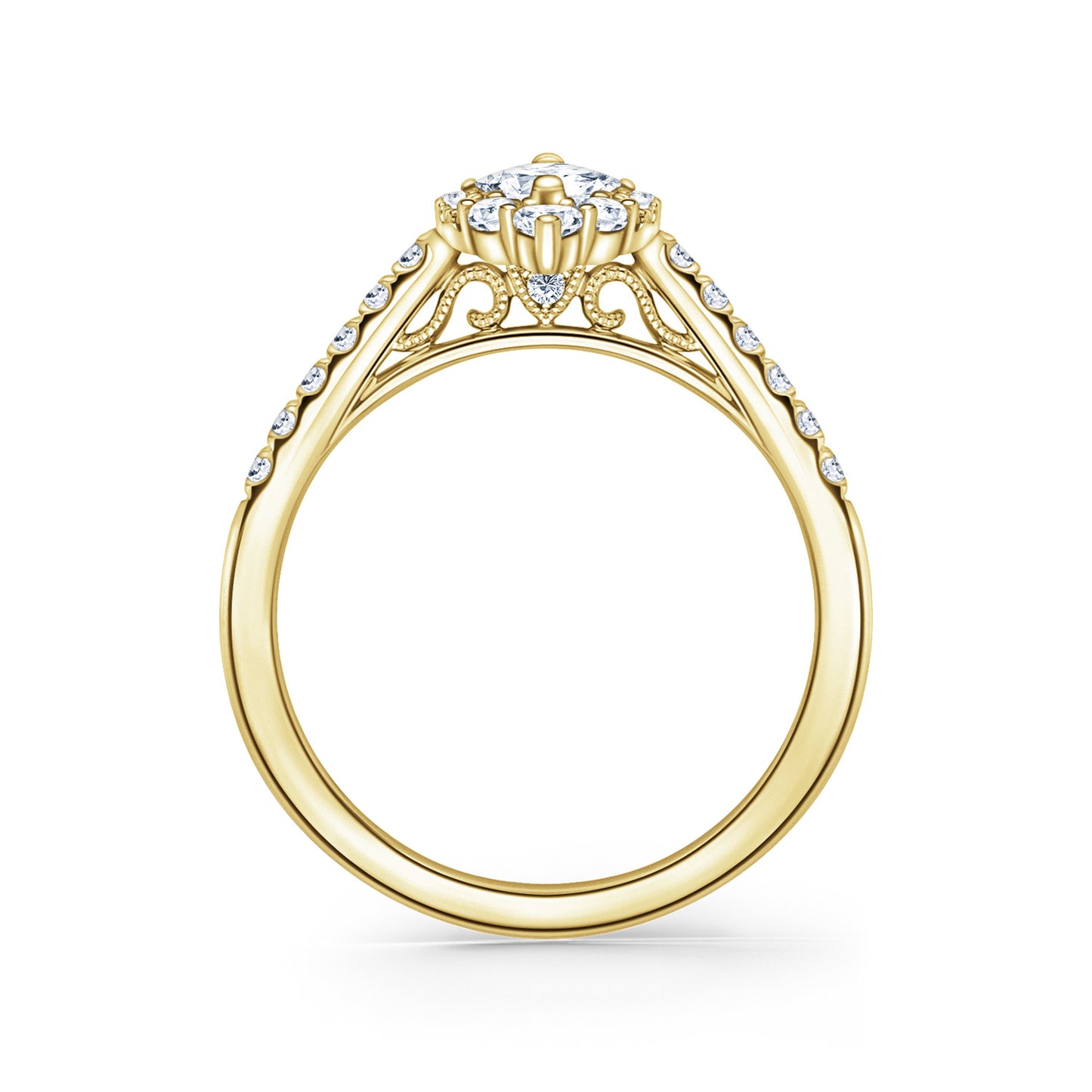 Elegant Graduated Halo Diamond Engagement Ring