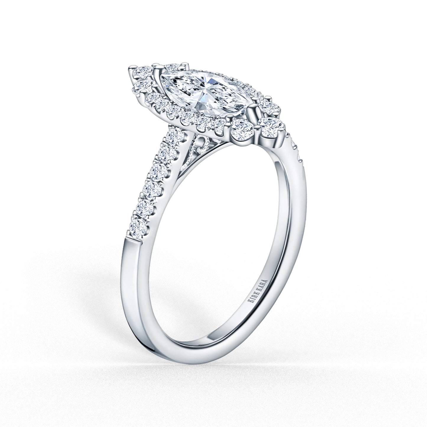 Elegant Graduated Halo Diamond Engagement Ring