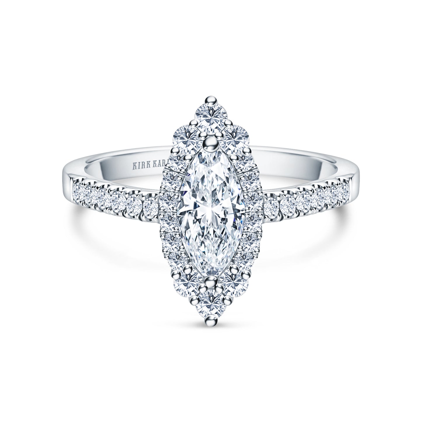 Elegant Marquise Graduated Halo Diamond Engagement Ring