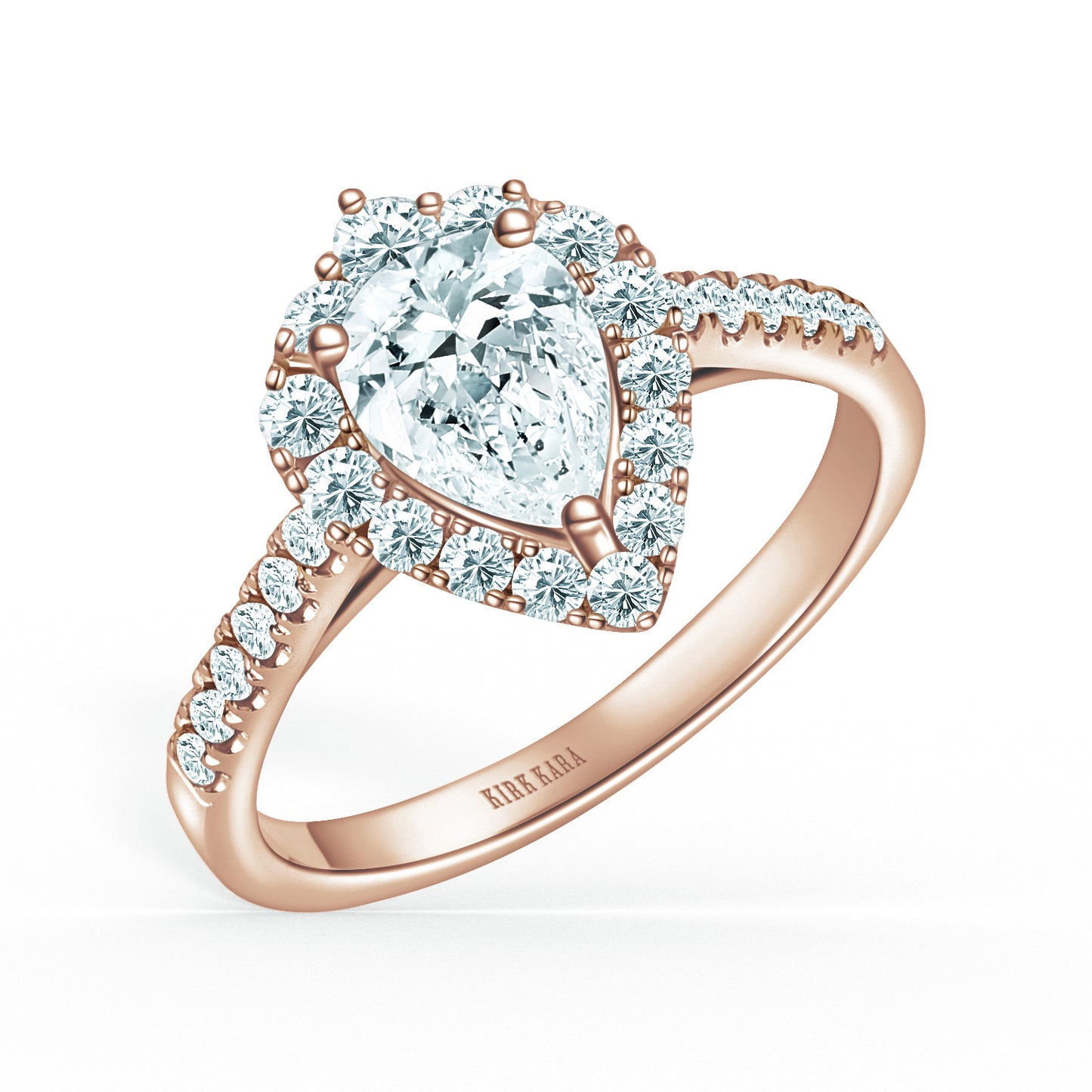 Elegant Pear Graduated Halo Diamond Engagement Ring