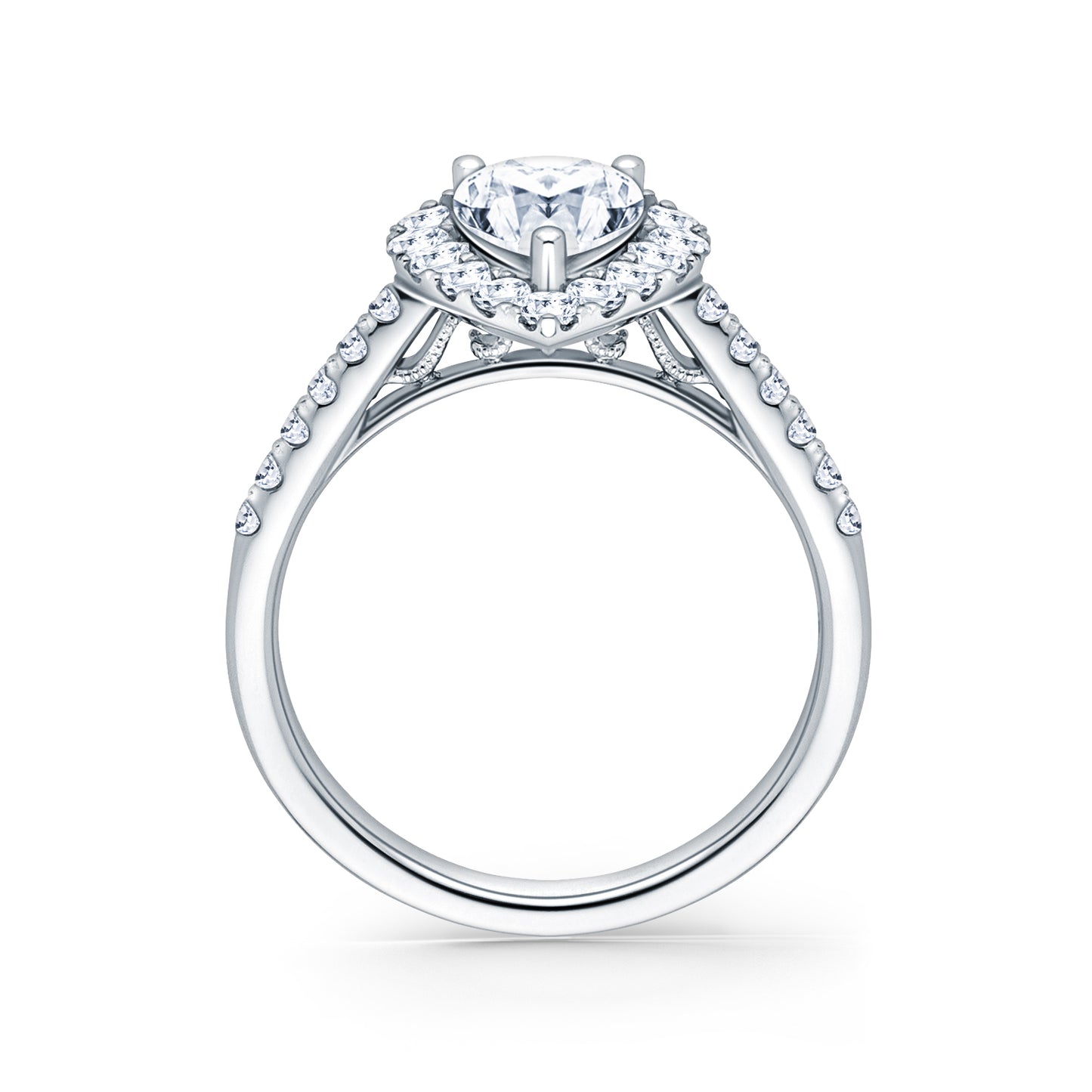 Elegant Graduated Halo Diamond Engagement Ring