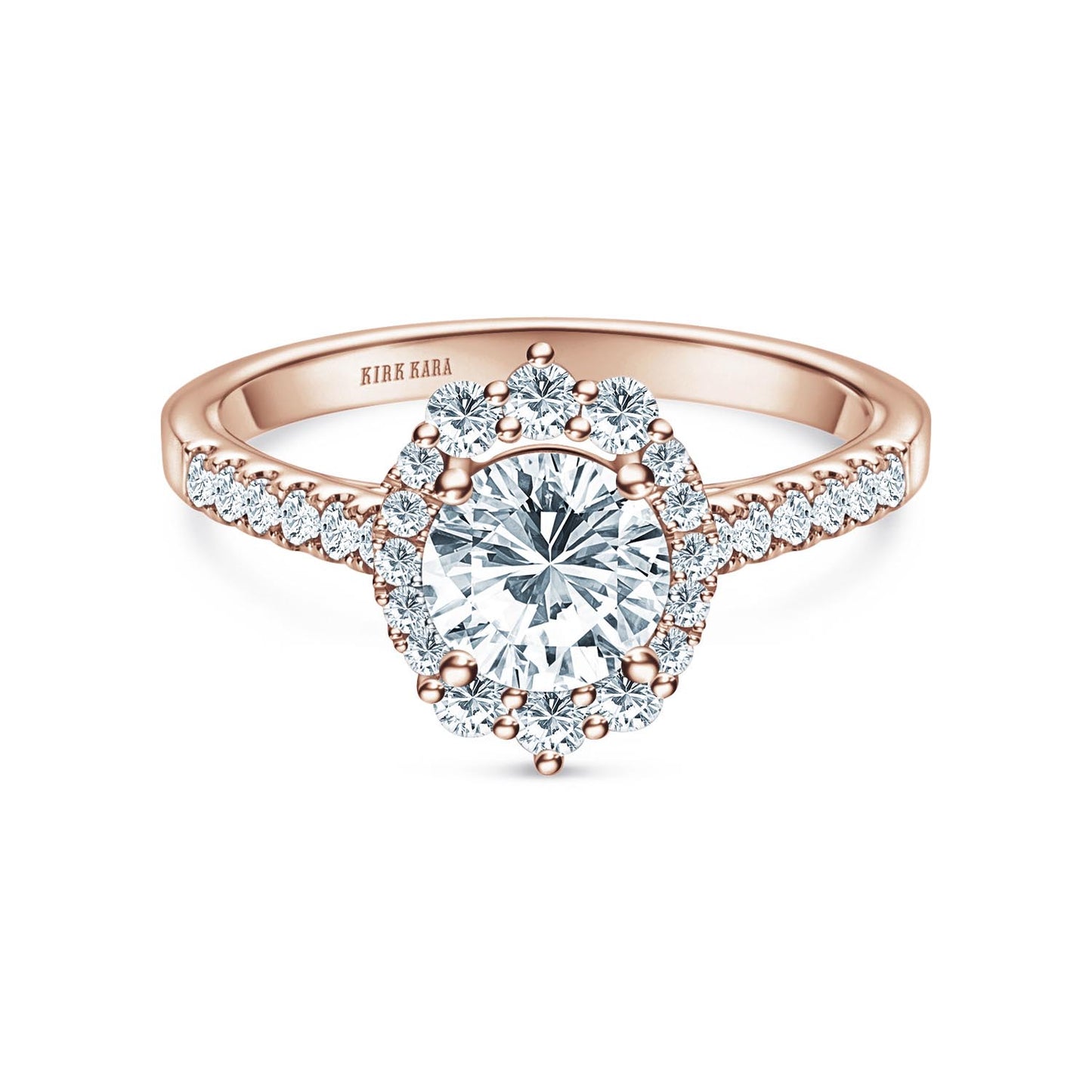 Elegant Round Graduated Halo Diamond Engagement Ring