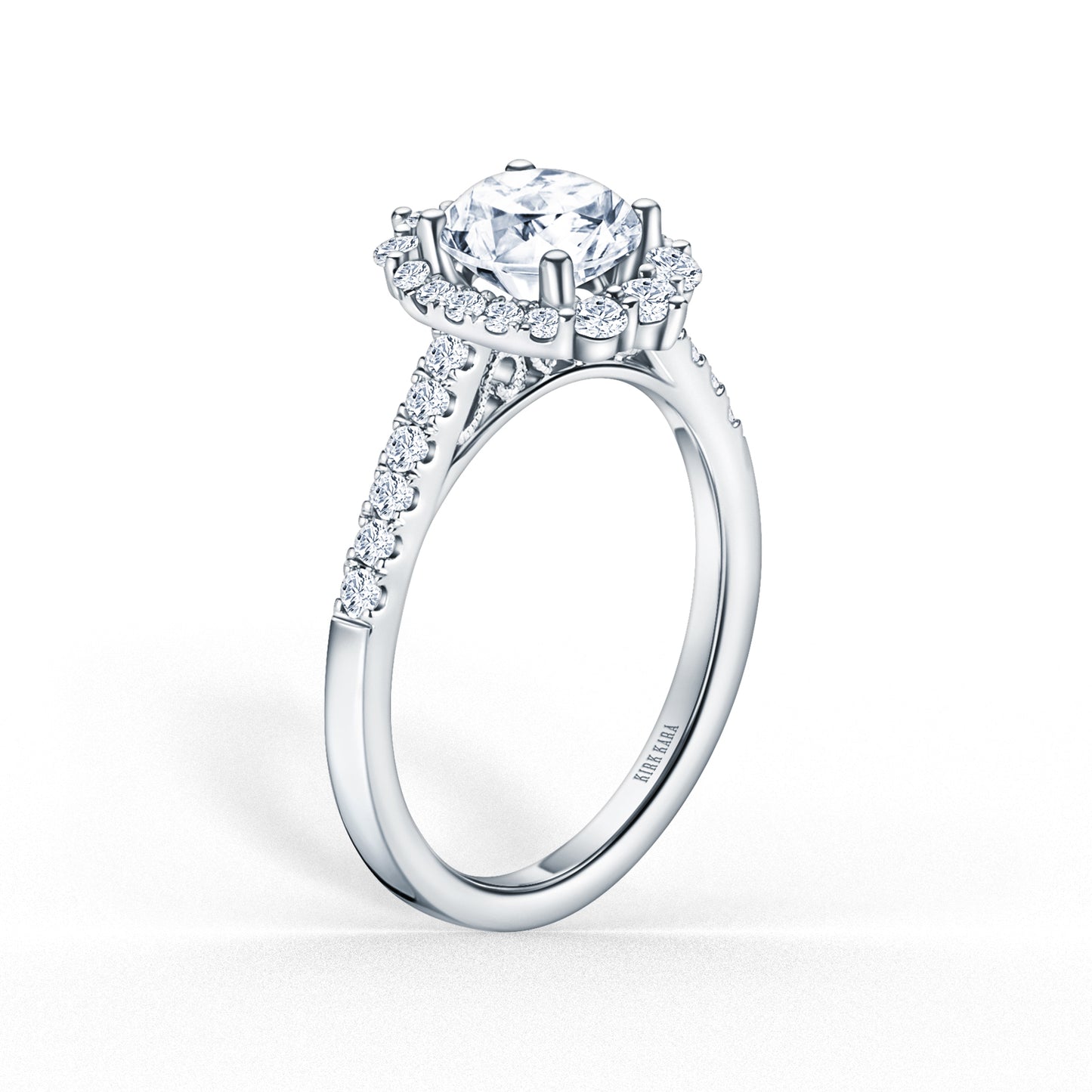 Elegant Round Graduated Halo Diamond Engagement Ring