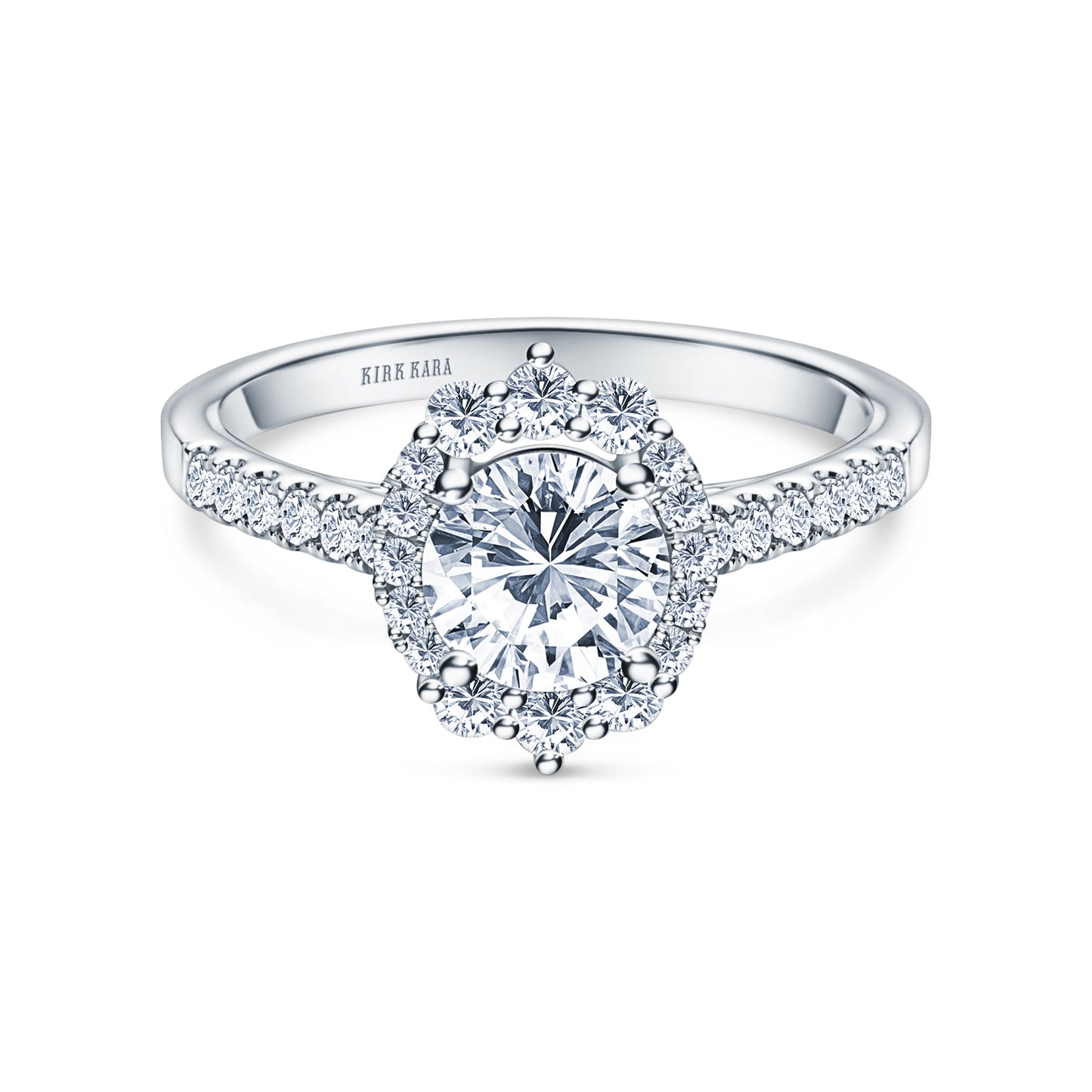 Elegant Round Graduated Halo Diamond Engagement Ring