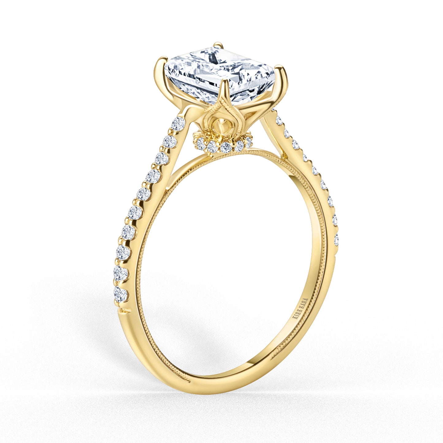 Cathedral Hidden Halo Solitaire Diamond Engagement Ring