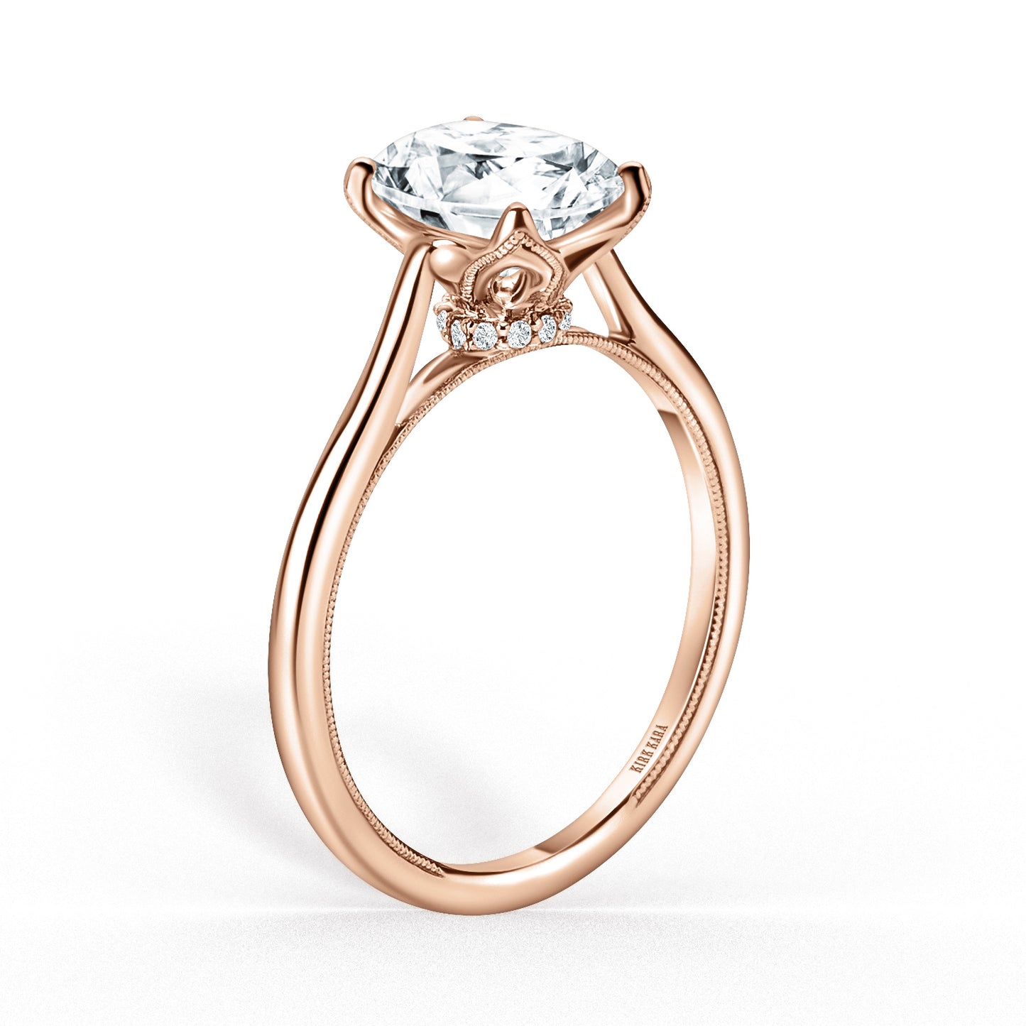 Cathedral Hidden Halo Solitaire Engagement Ring