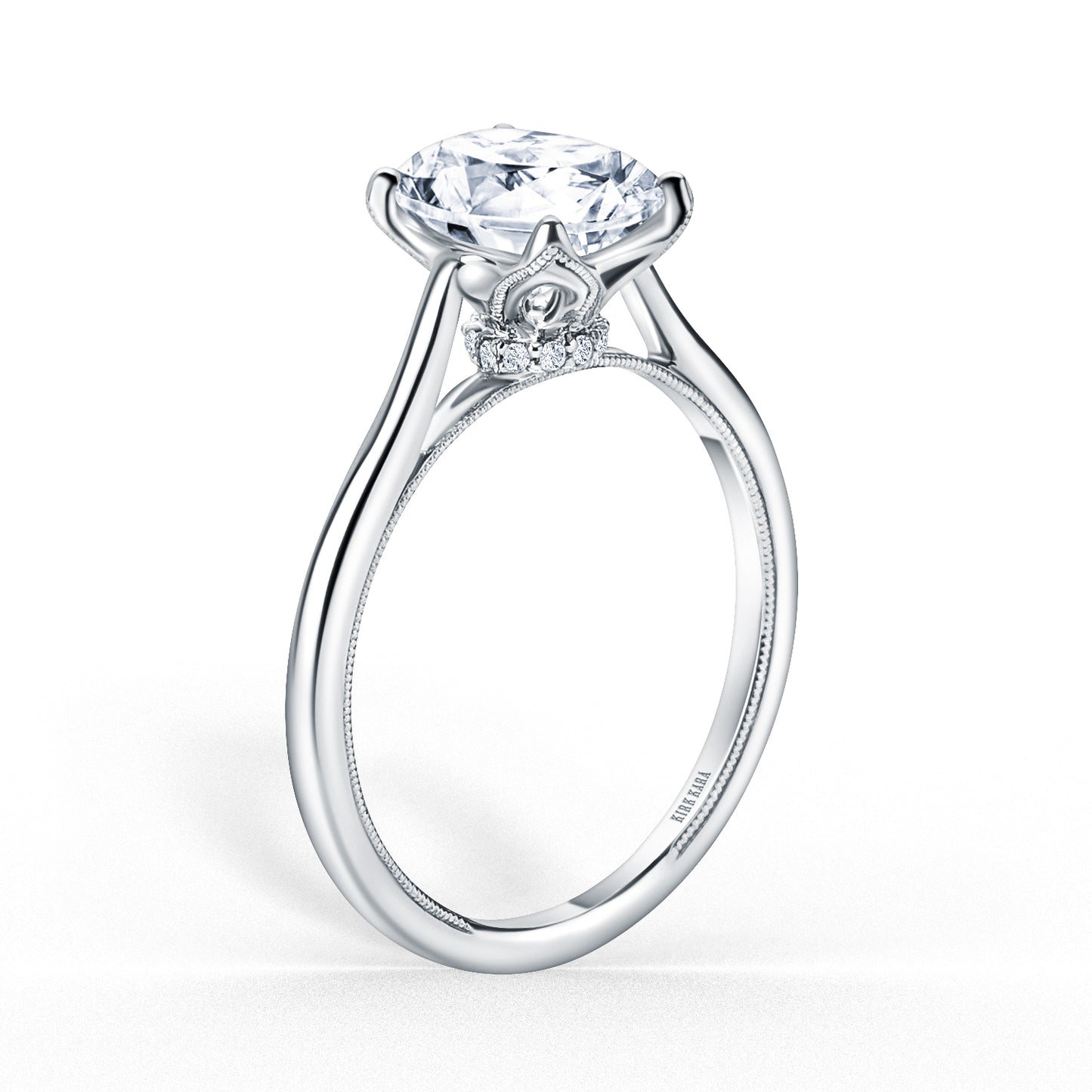 Cathedral Hidden Halo Solitaire Engagement Ring