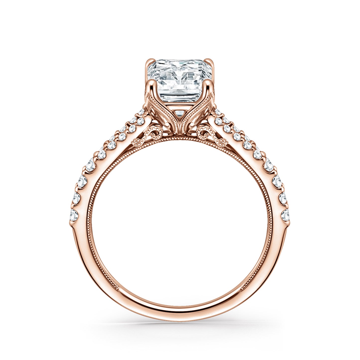 Classic Split Shank Filigree Diamond Engagement Ring