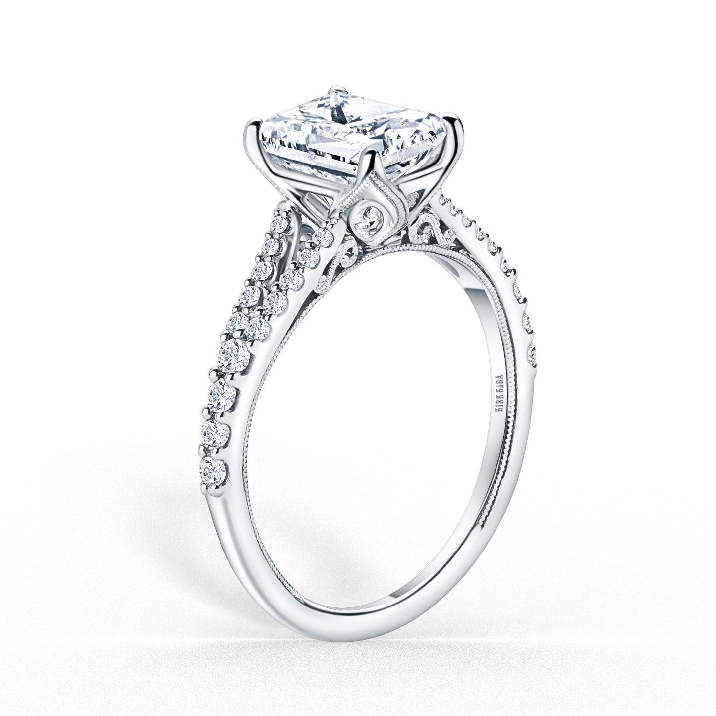 Classic Split Shank Filigree Diamond Engagement Ring