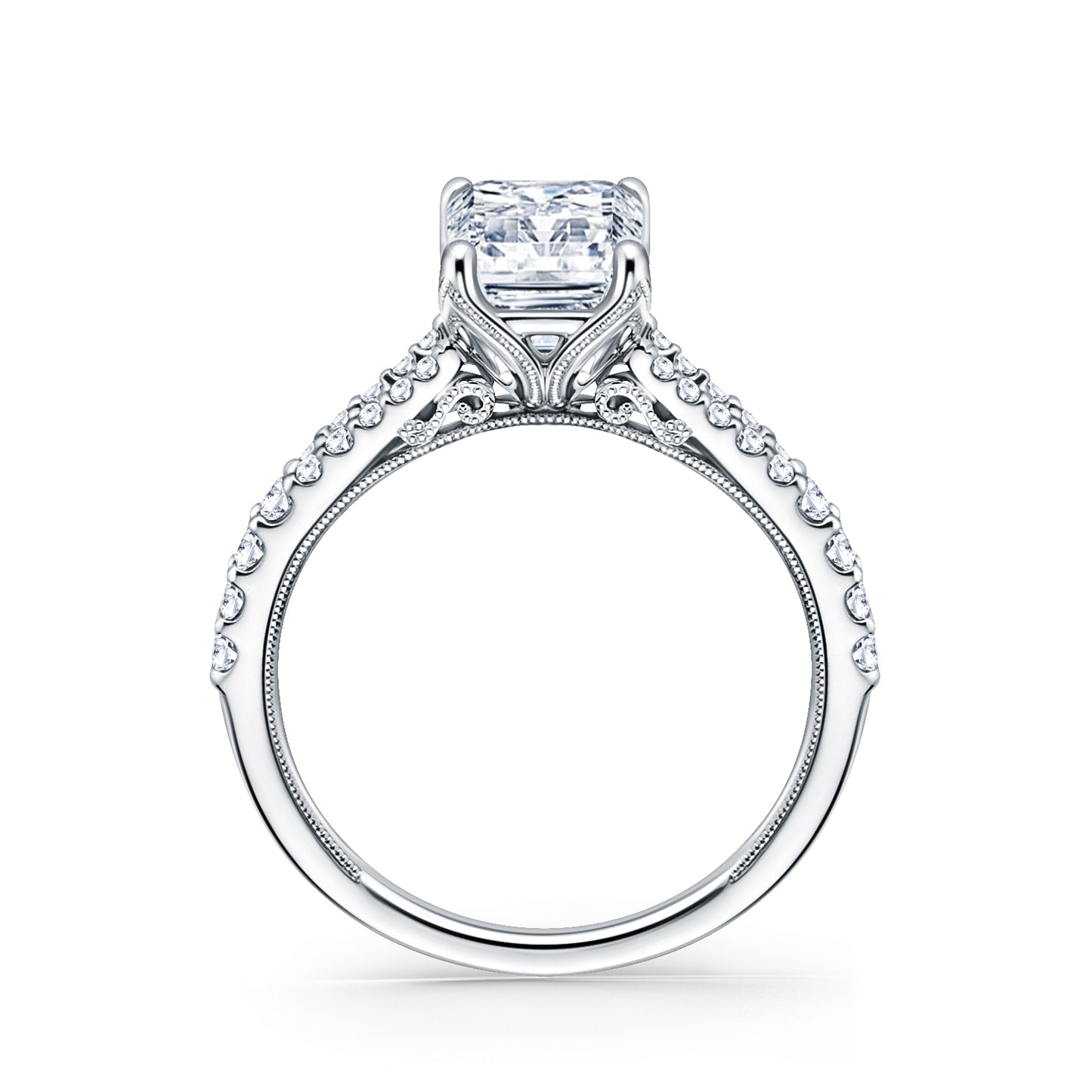 Classic Split Shank Filigree Diamond Engagement Ring