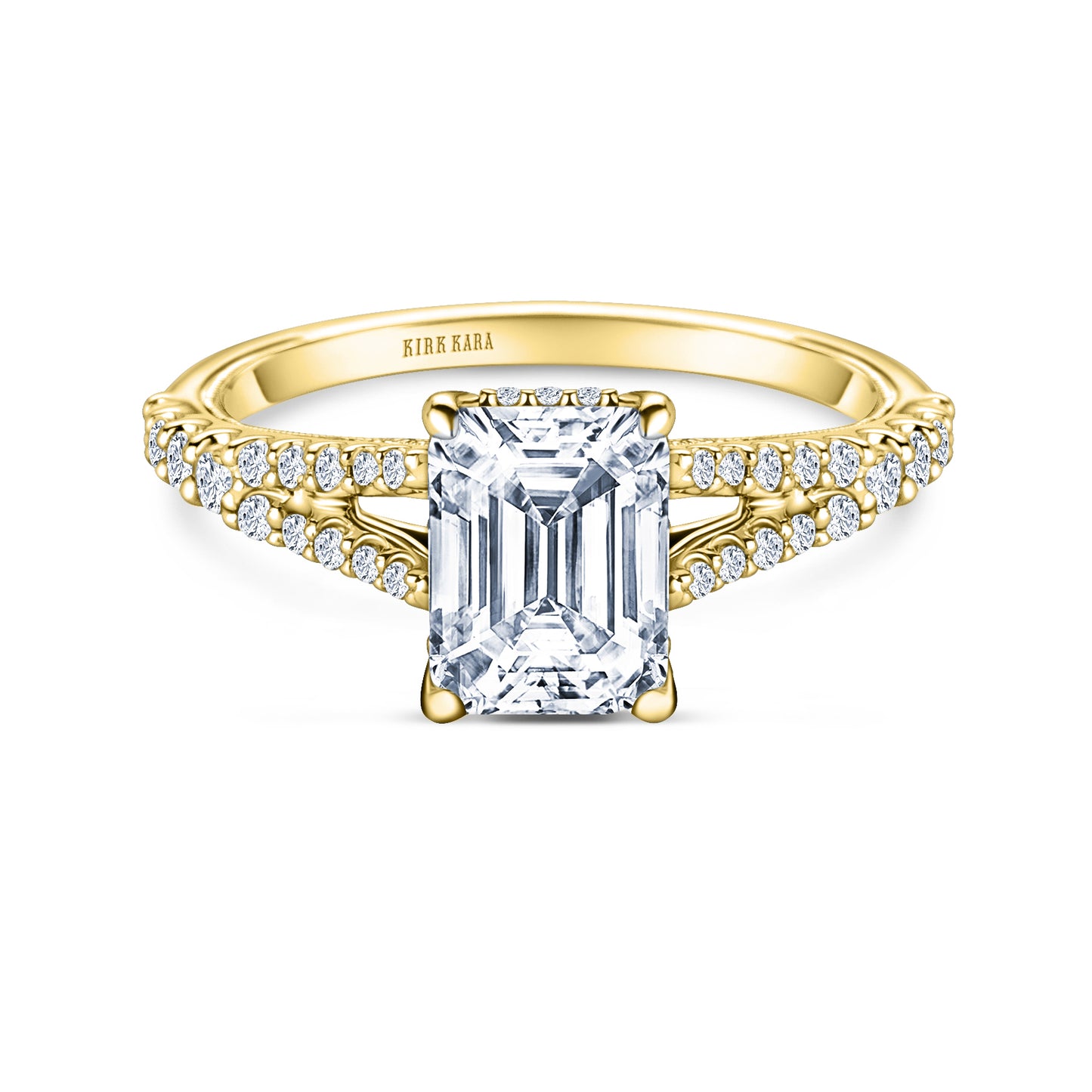 Classic Split Shank Hidden Halo Diamond Engagement Ring