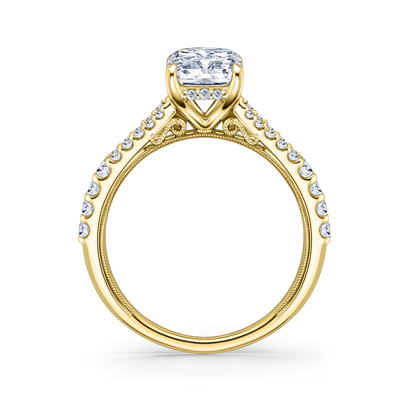 Classic Split Shank Hidden Halo Diamond Engagement Ring