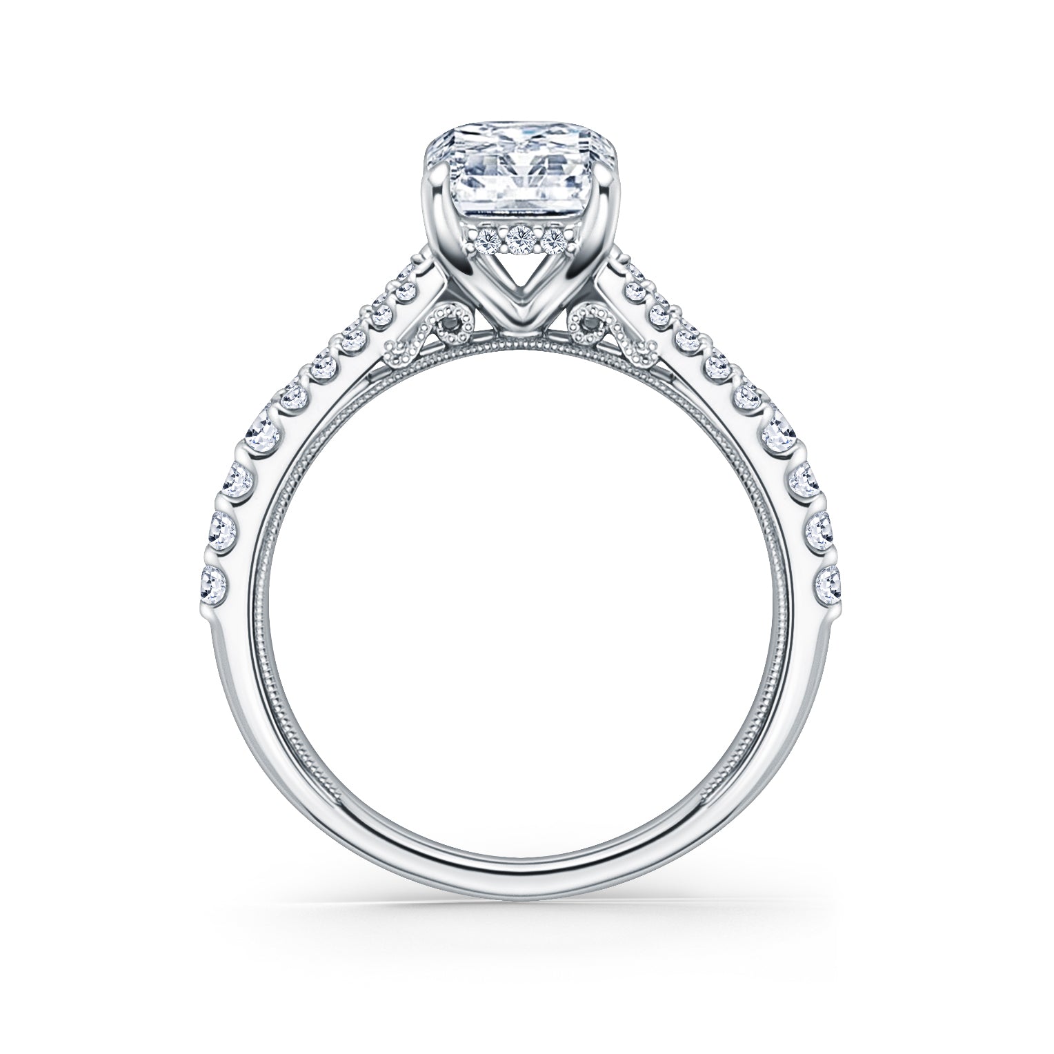 Classic Split Shank Hidden Halo Diamond Engagement Ring – Kirk Kara
