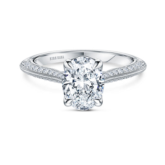 Knife Edge Milgrain Diamond Cathedral Engagement Ring