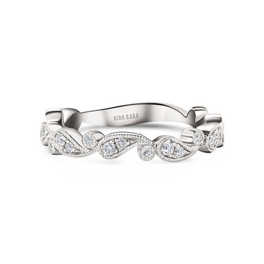 Paisley Inspired Milgrain Diamond Wedding Band