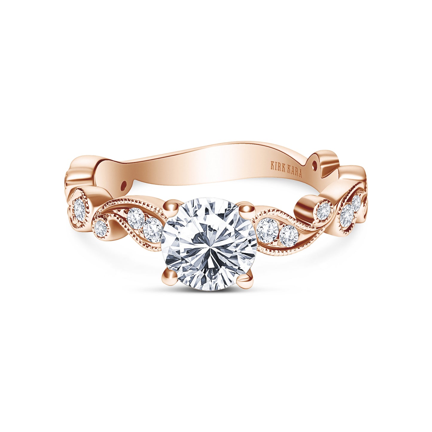 Paisley Inspired Milgrain Diamond Engagement Ring