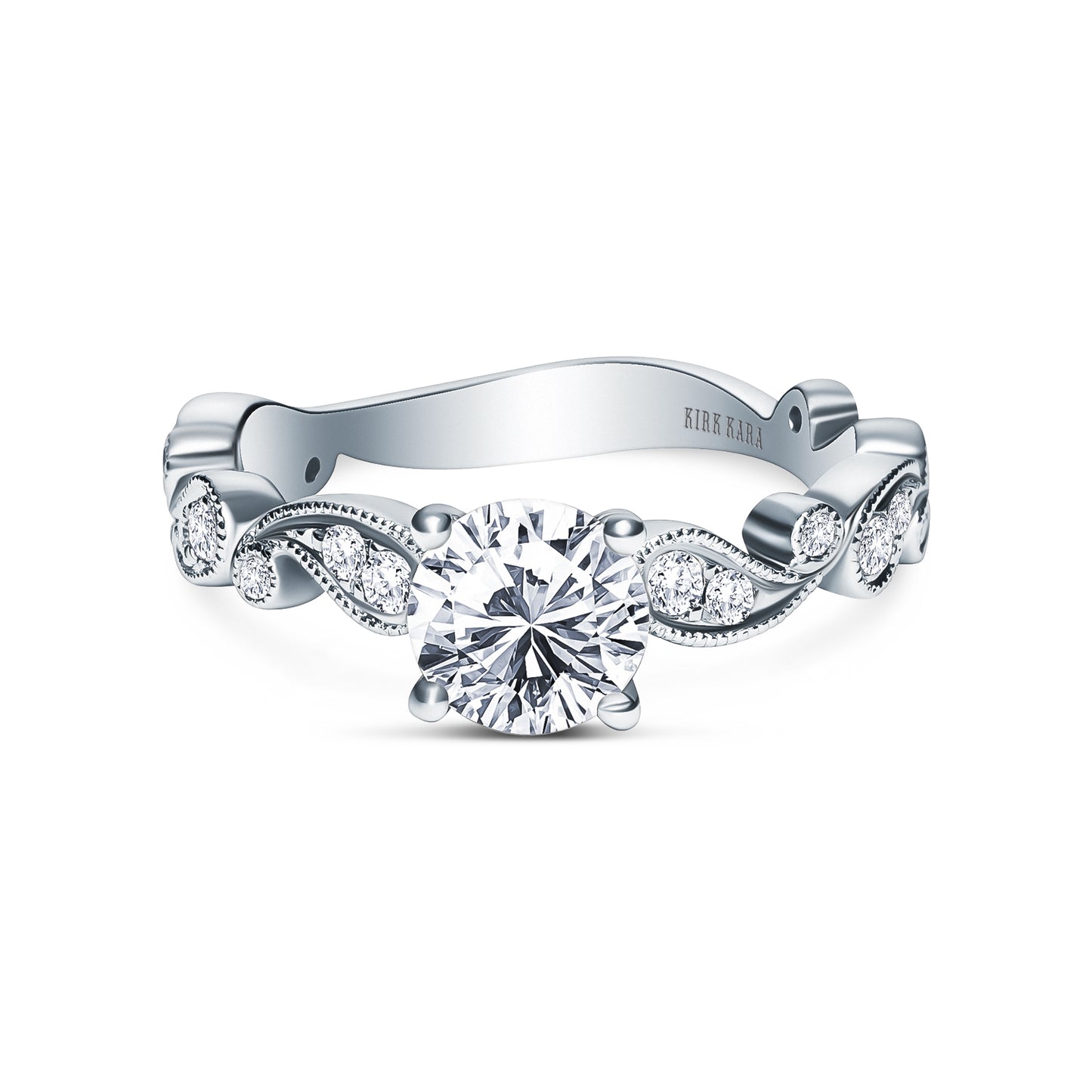 Paisley Inspired Milgrain Diamond Engagement Ring
