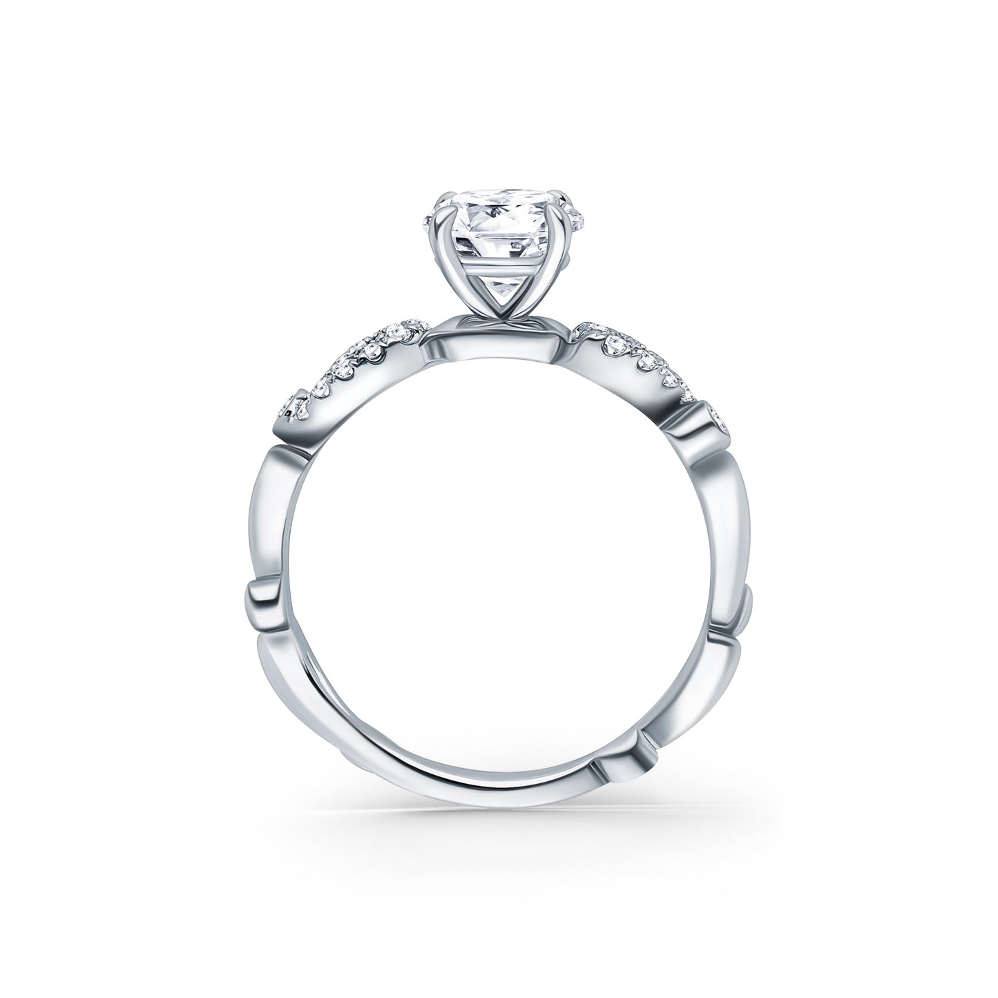 Vintage Inspired Crown Romantic Diamond Engagement Ring
