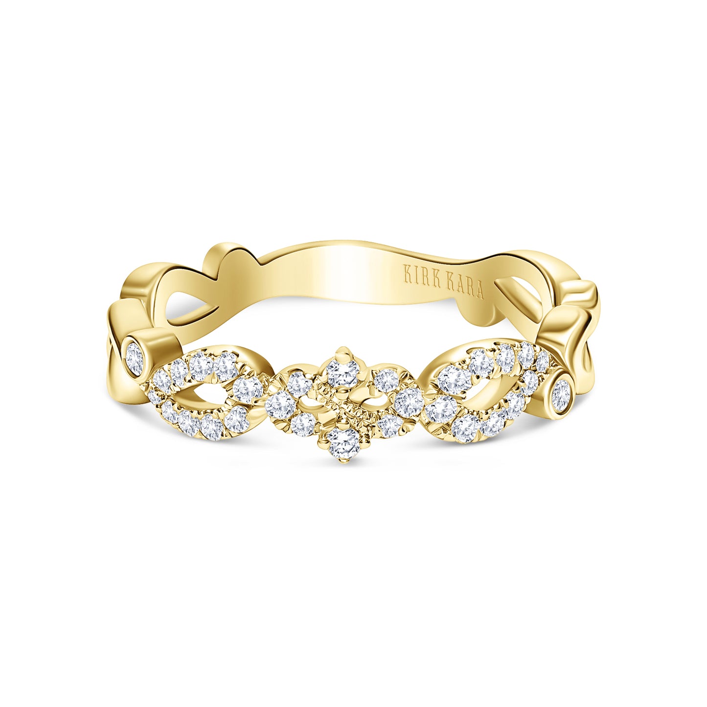 Vintage Inspired Crown Romantic Diamond Wedding Band