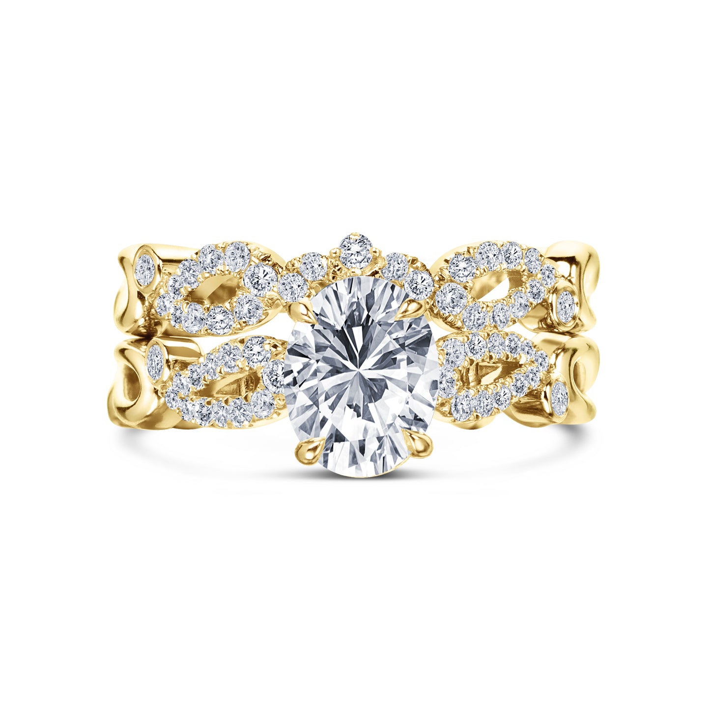 Vintage Inspired Crown Romantic Cathedral Diamond Engagement Ring