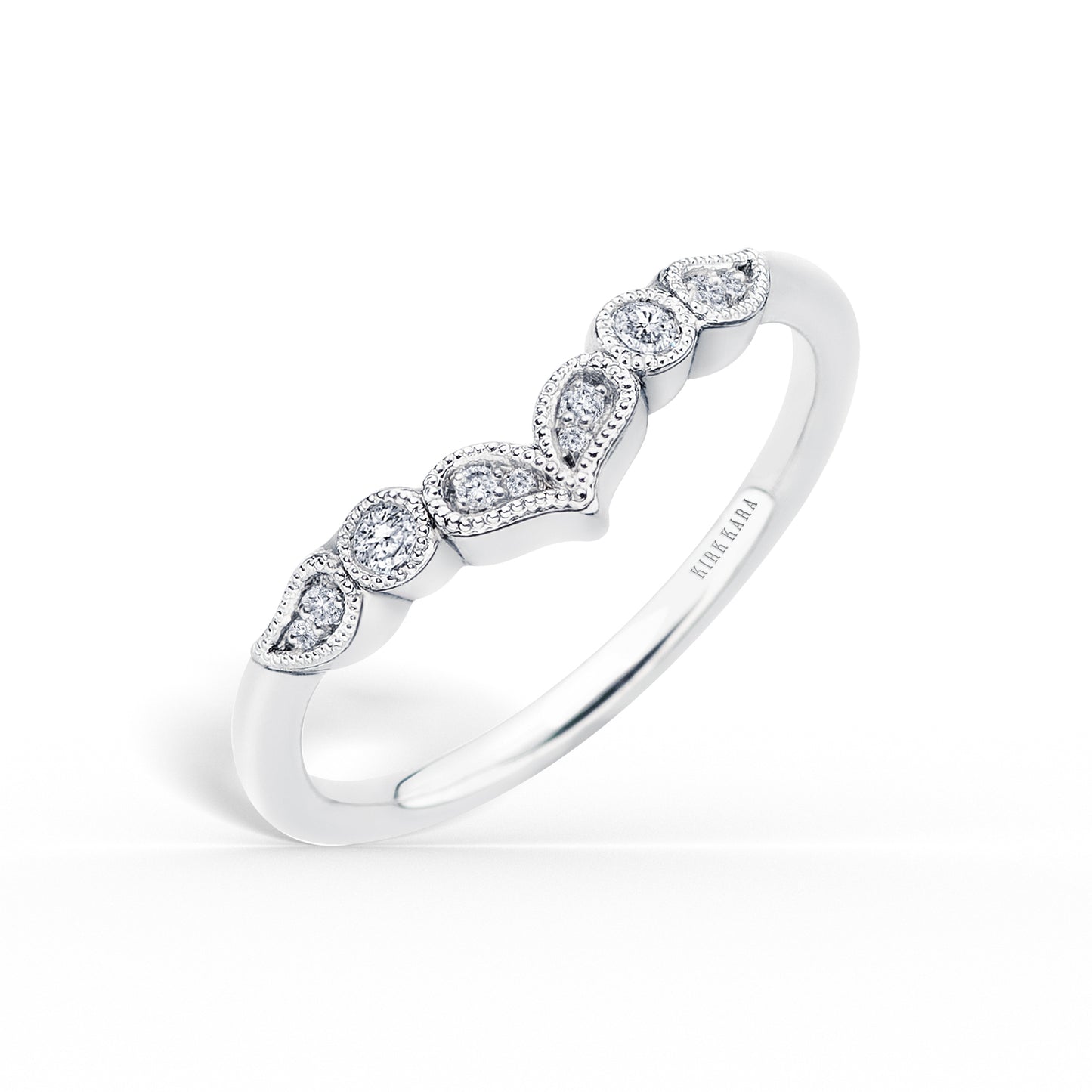 Boho Curved Paisley Diamond Wedding Band