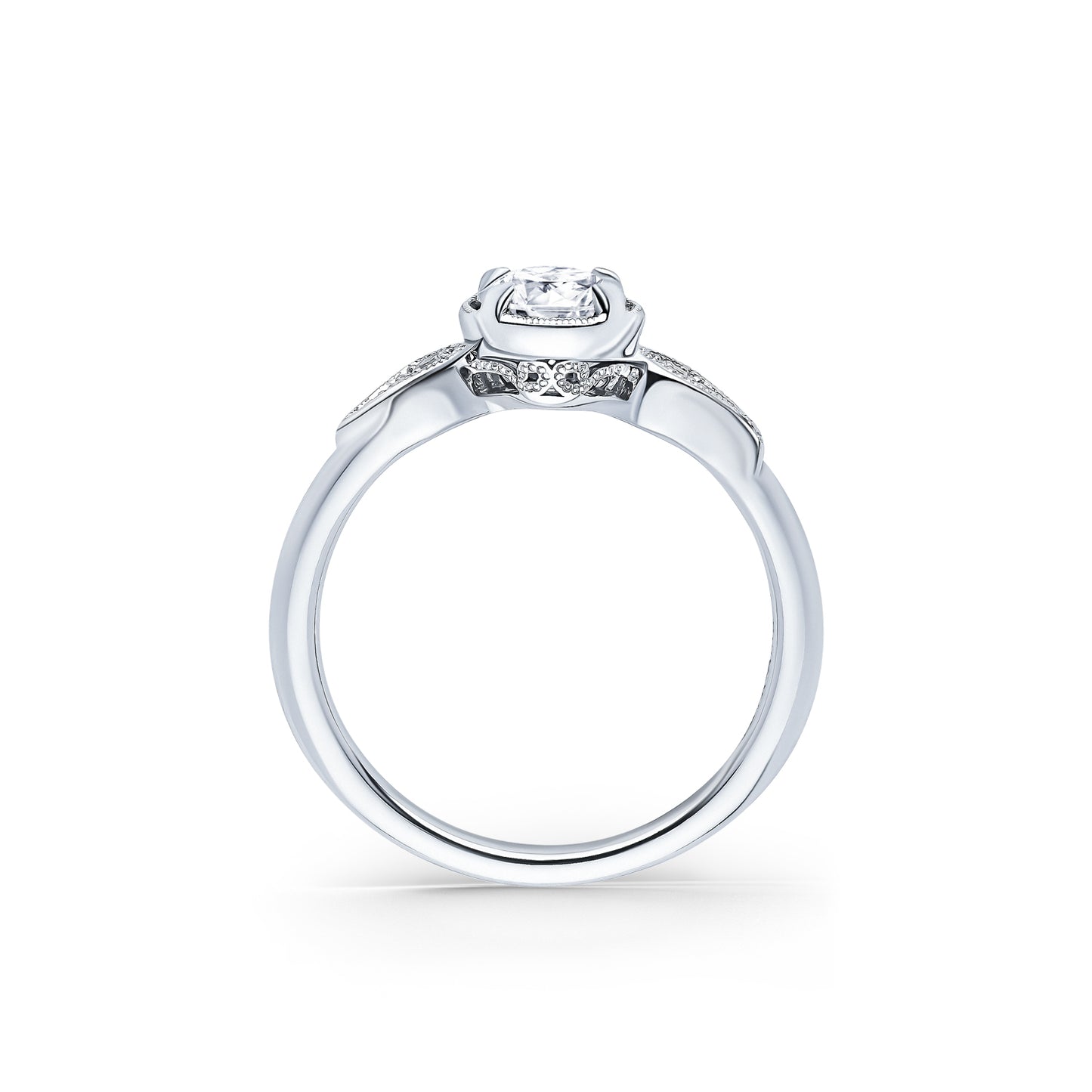 Paisley Floral Milgrain Diamond Engagement Ring