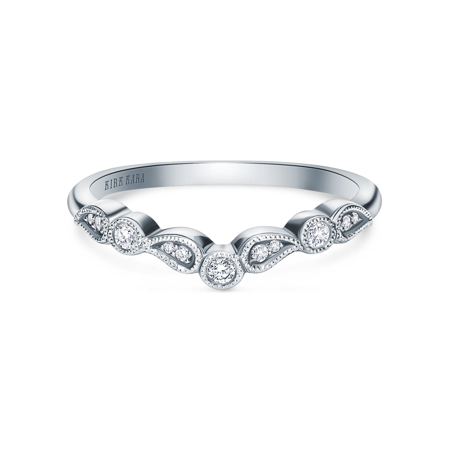 Boho V Band Paisley Diamond Wedding Band