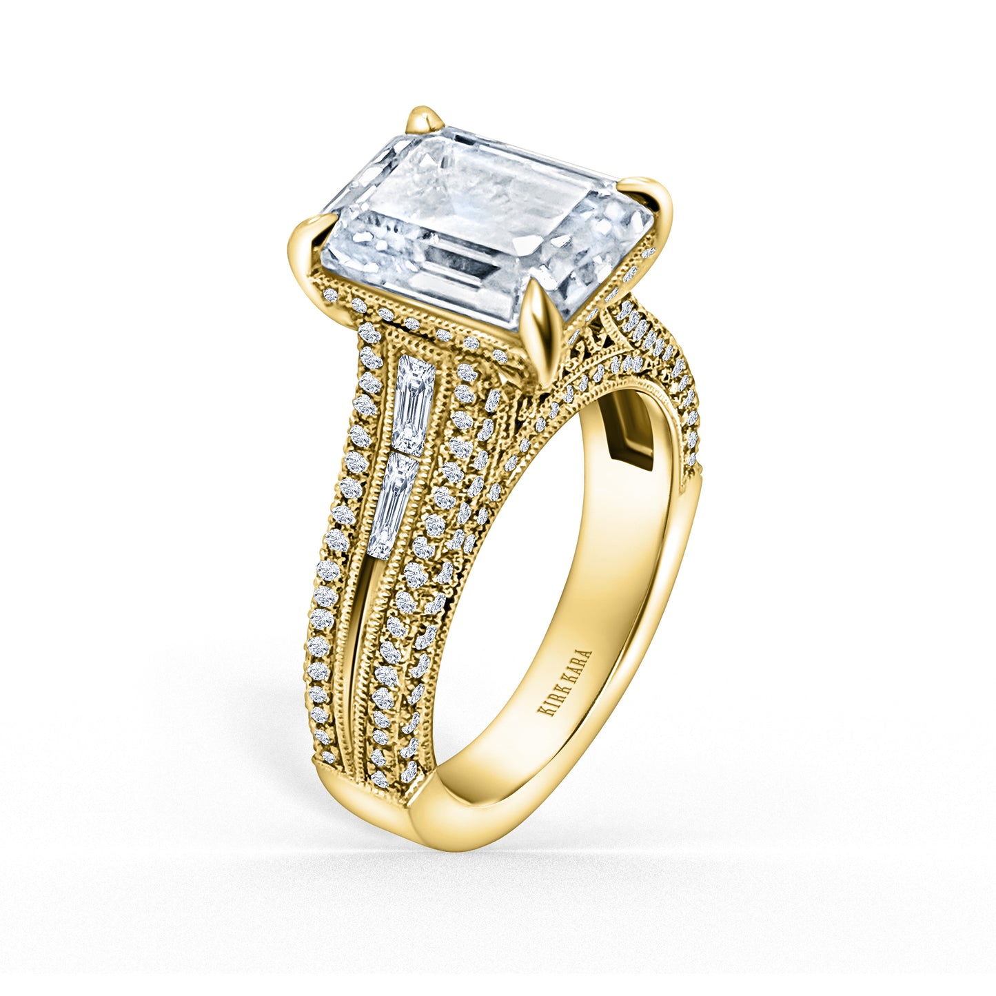 Elegant Micro Pavé Hidden Halo Diamond Engagement Ring