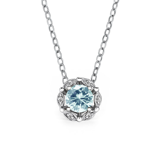 Delicate Floral Aquamarine Diamond Necklace
