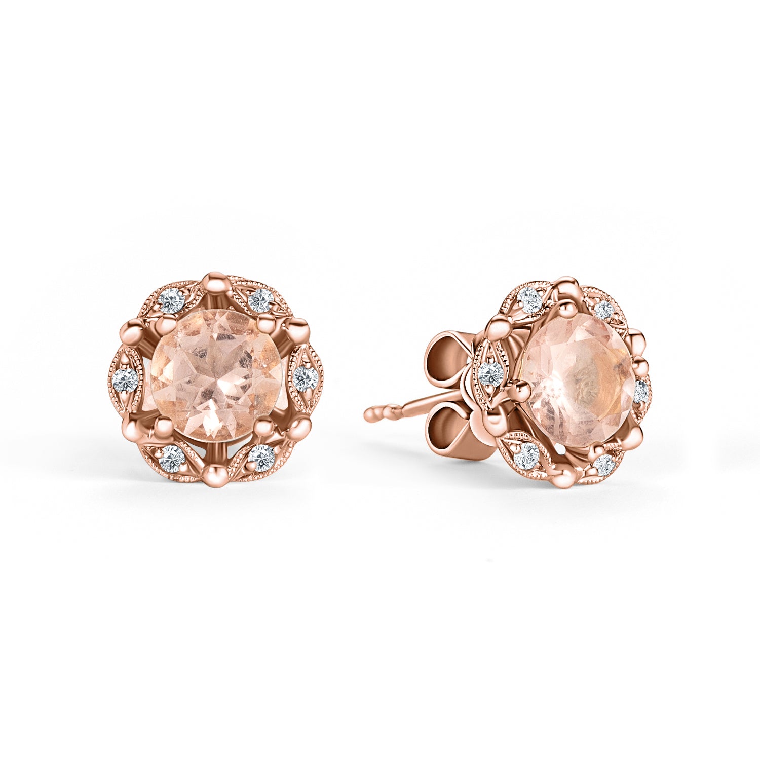 Morganite diamond earrings Clearance