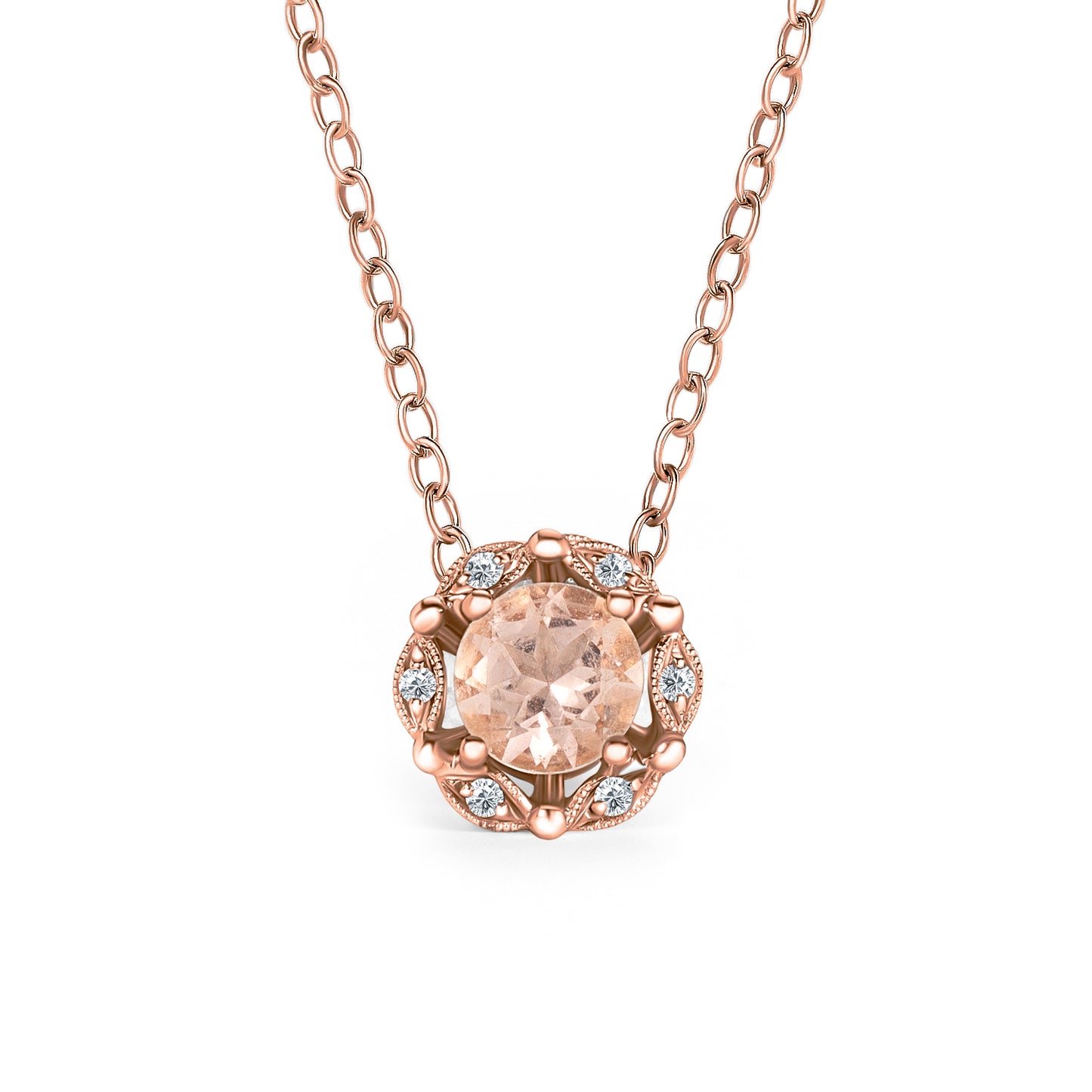 Delicate Floral Morganite Diamond Necklace