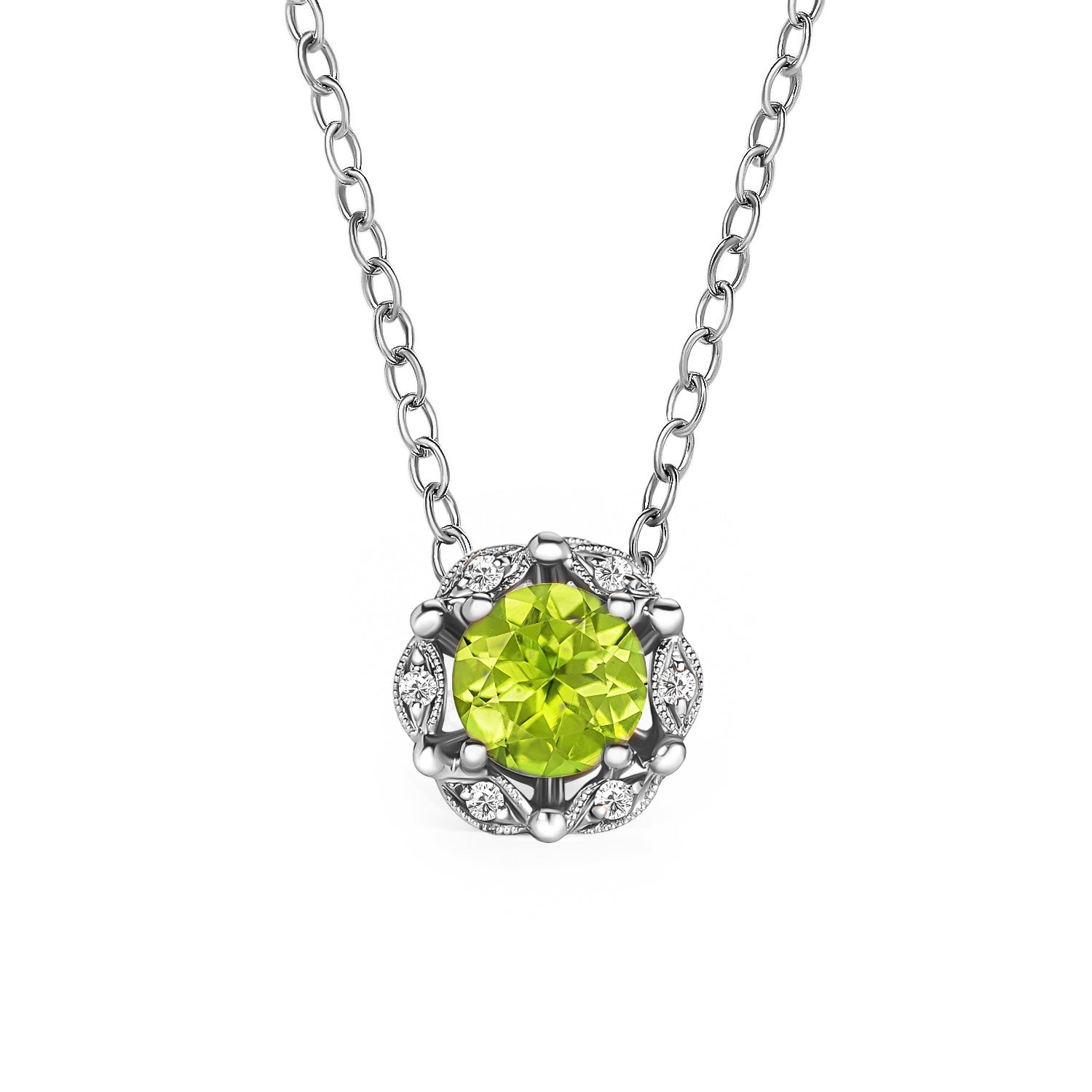 Sterling Silver AAA+ Peridot Diamond Shape Pendant Necklace Jewelry Gifts  Ideas | eBay