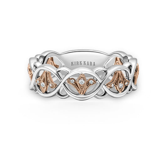 Fleur De Lis Fashion Diamond Milgrain Wedding Band