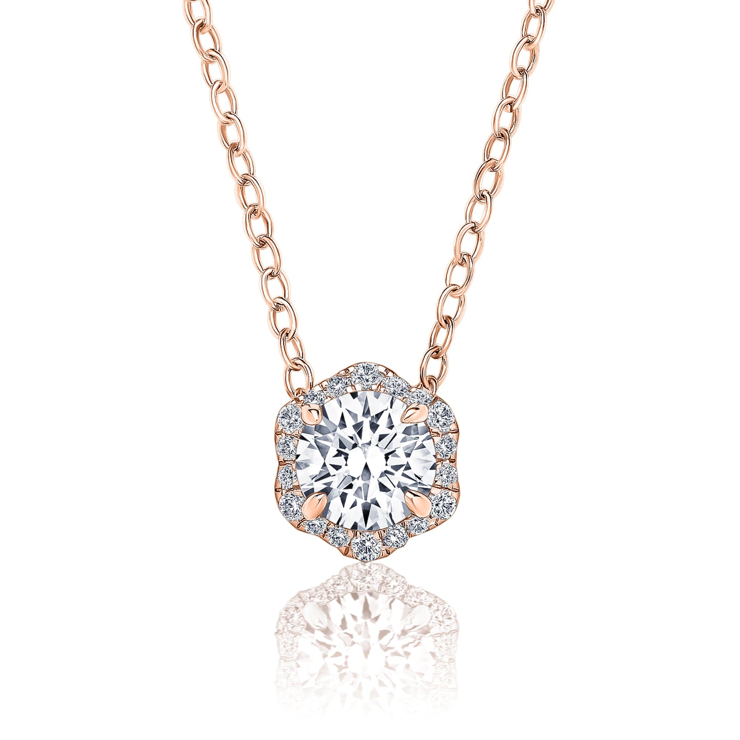 Floral Milgrain White Moissanite Diamond Necklace