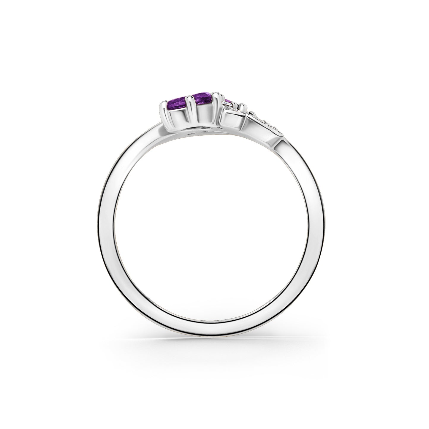 Floral Diamond Amethyst Bypass Fashion Ring