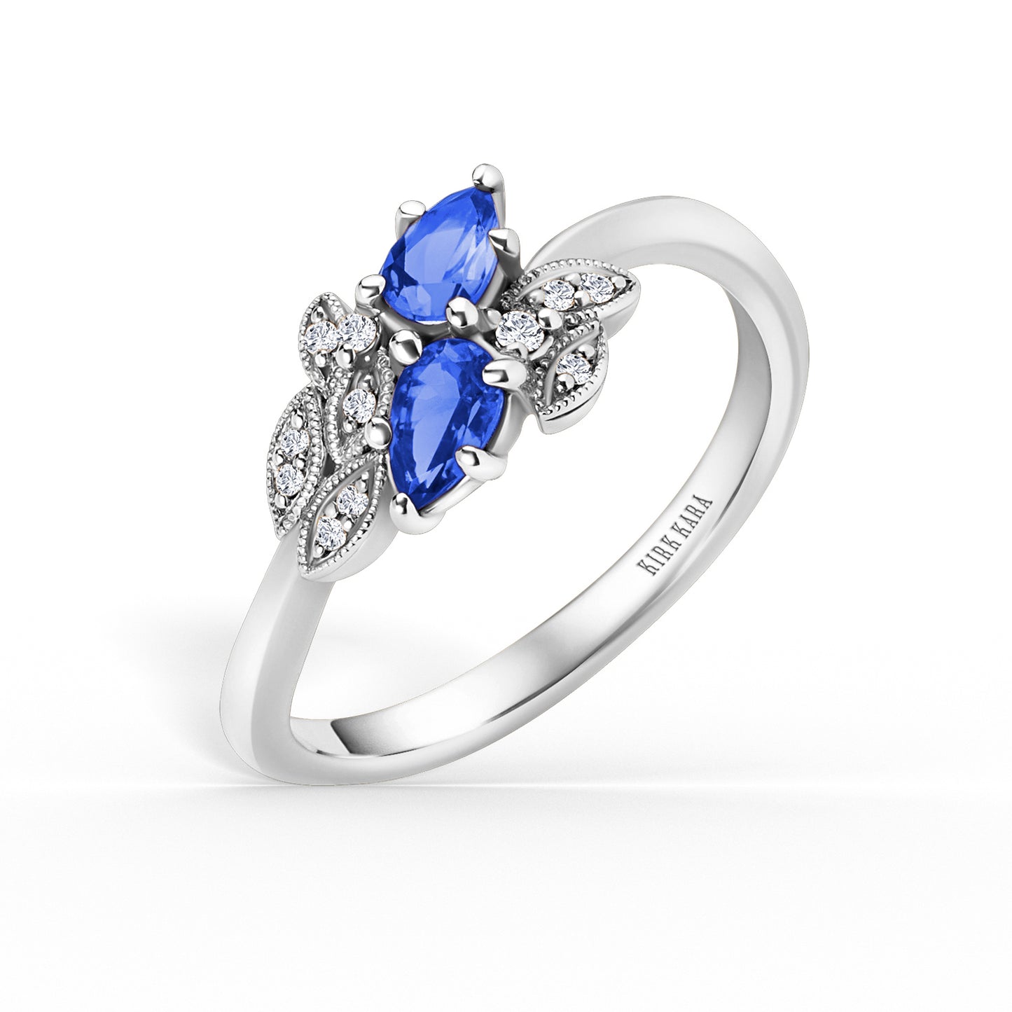 Floral Diamond Blue Sapphire Bypass Fashion Ring