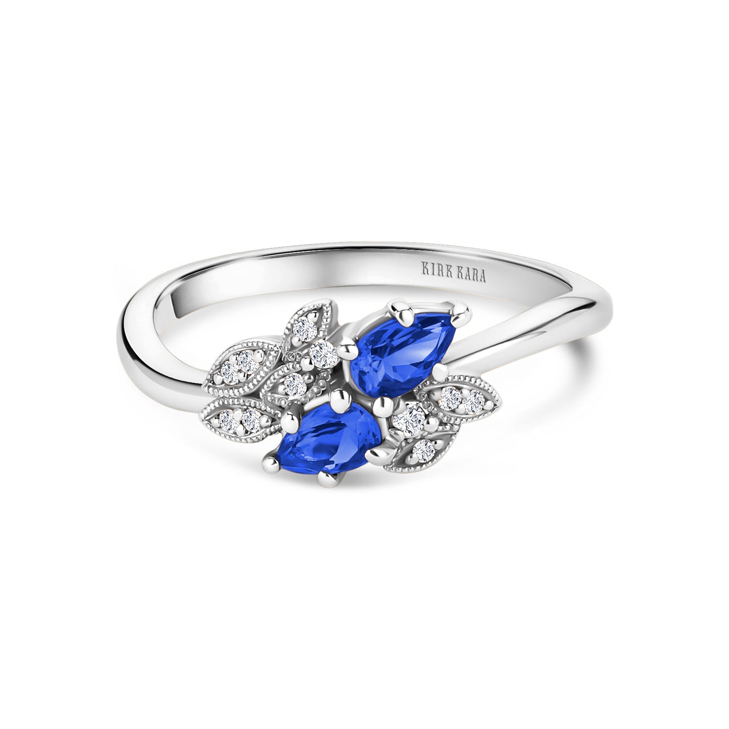 Floral Diamond Blue Sapphire Bypass Fashion Ring