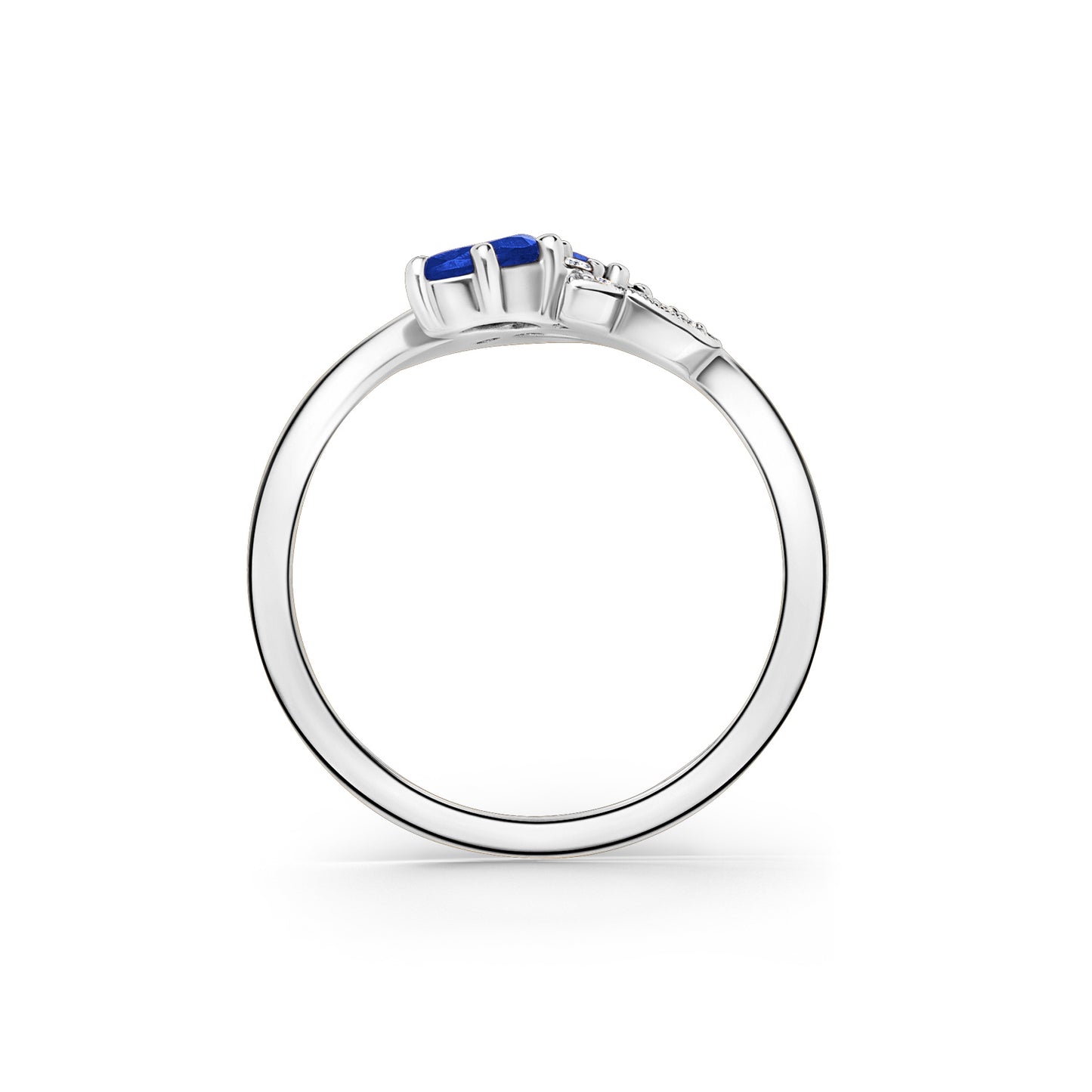 Floral Diamond Blue Sapphire Bypass Fashion Ring