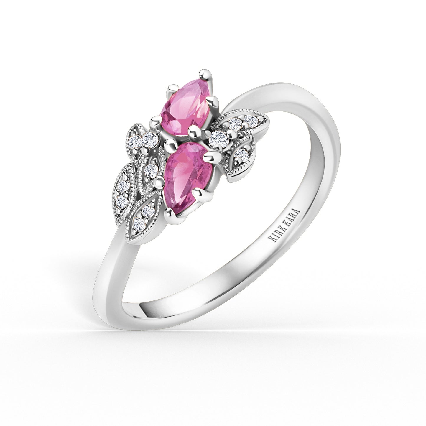 Floral Diamond Pink Sapphire Bypass Fashion Ring