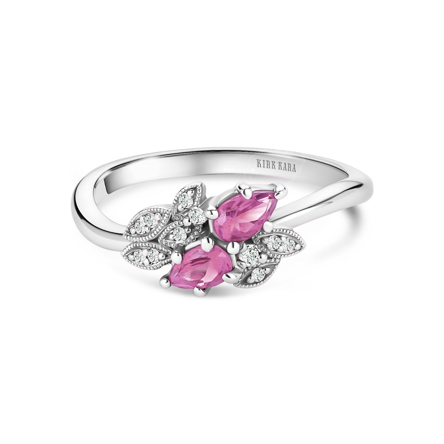 Floral Diamond Pink Sapphire Bypass Fashion Ring