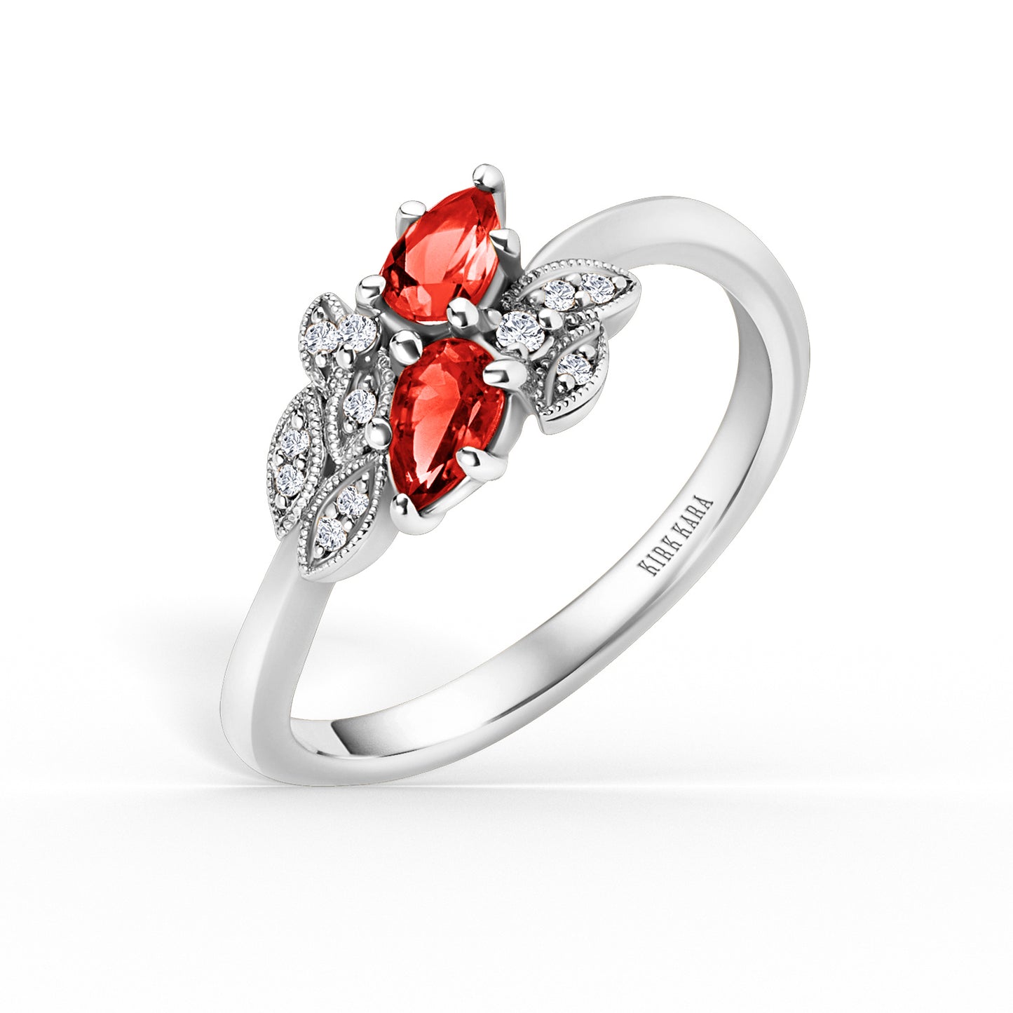Floral Diamond Ruby Bypass Fashion Ring